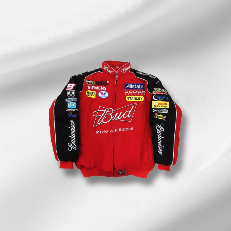Red Vintage Budweiser Racing Jacket